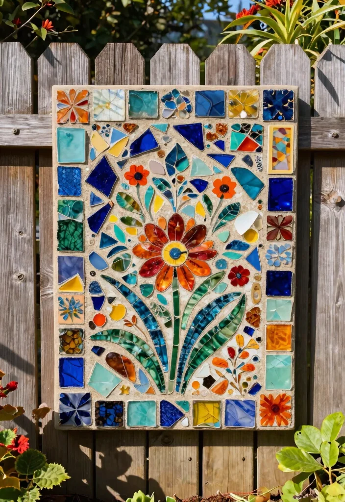 21 Stunning Outdoor Wall Art Ideas to Decorate Fences 7. Mosaic Wall Art 0