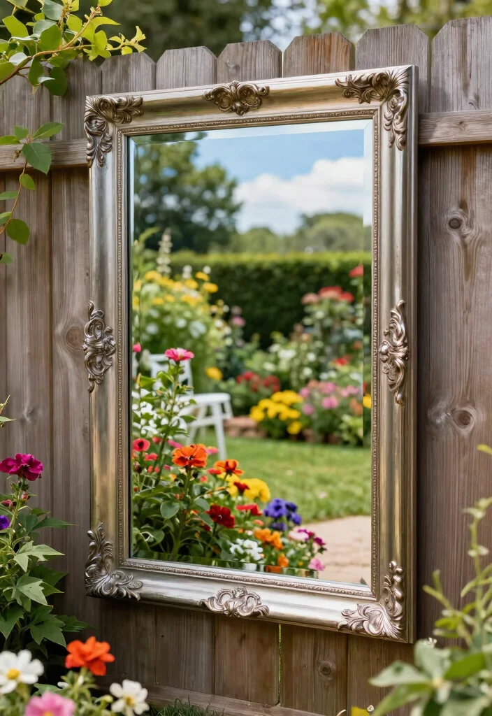 21 Stunning Outdoor Wall Art Ideas to Decorate Fences 8. Garden Mirrors 0