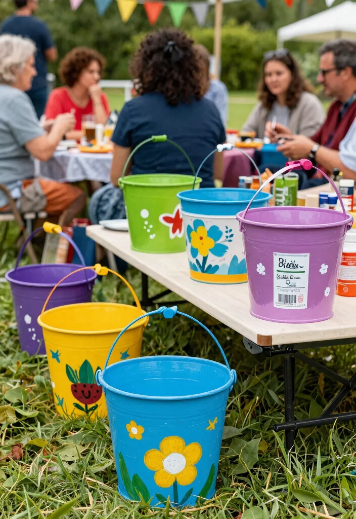 7 Clever Outdoor Party Trash Can Ideas Keep Clean 2. Painted Bucket Bins 0