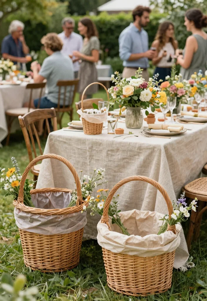 7 Clever Outdoor Party Trash Can Ideas Keep Clean 3. Eco Friendly Wicker Baskets 0