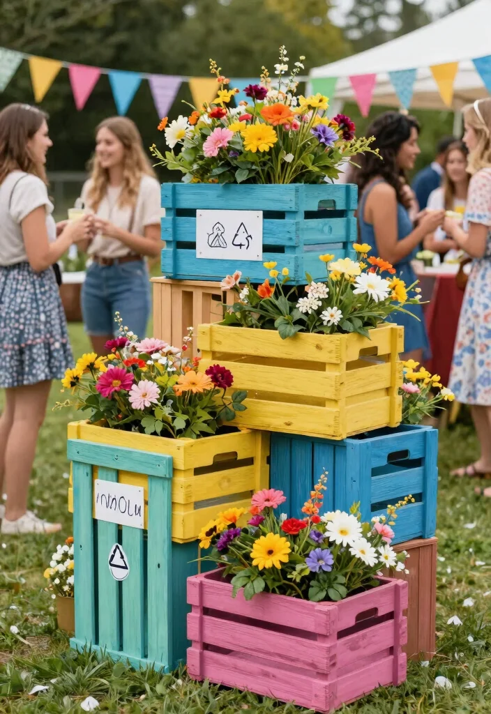 7 Clever Outdoor Party Trash Can Ideas Keep Clean 5. Cute Crate Trash Bins 0