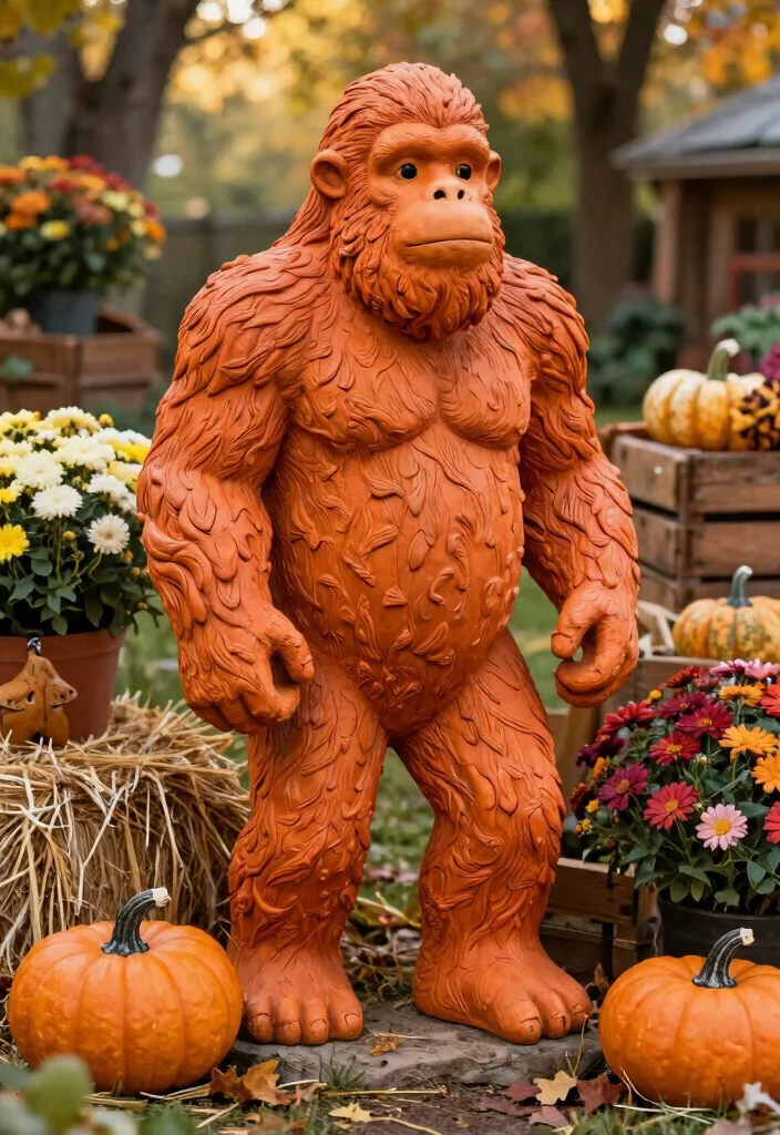 7 Fun Bigfoot Garden Statue Color Options 5. Rustic Orange 0