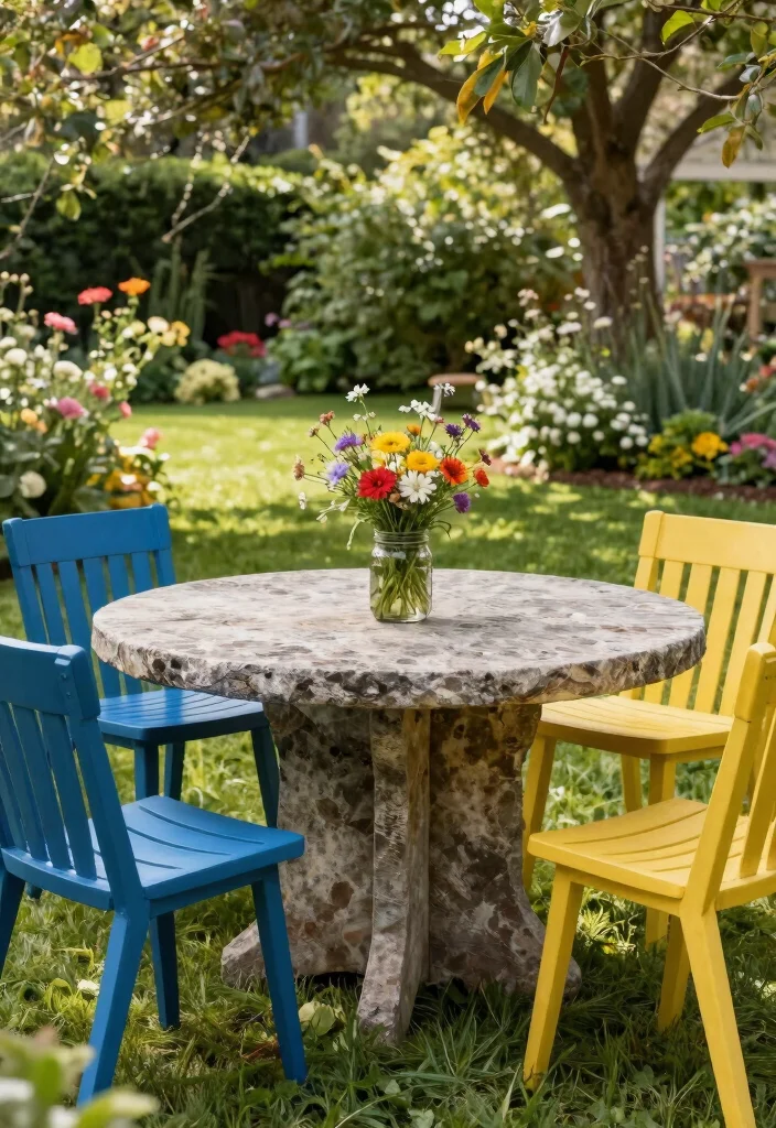 7 Heavy Duty Stone Top Patio Dining Table Options 1. Rustic Charcoal Stone Table 0