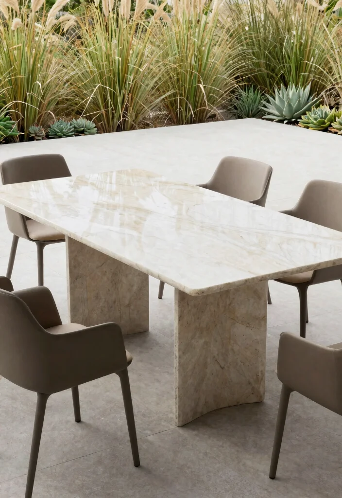 7 Heavy Duty Stone Top Patio Dining Table Options 2. Sleek Modern Stone Table 0