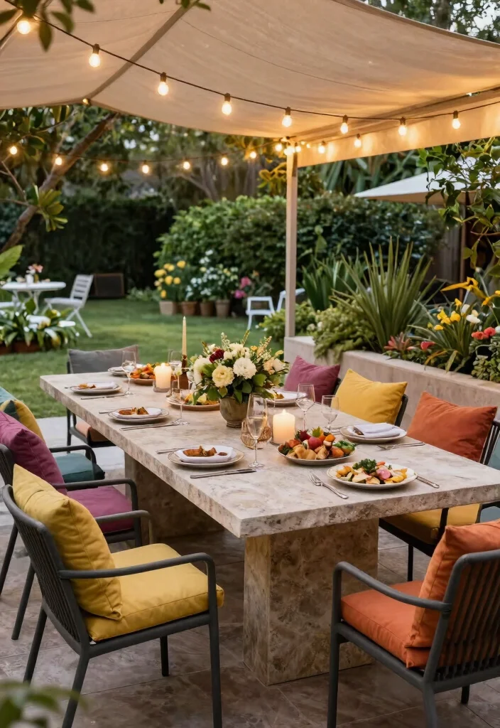 7 Heavy Duty Stone Top Patio Dining Table Options 5. Rectangular Stone Table for Larger Gatherings 0