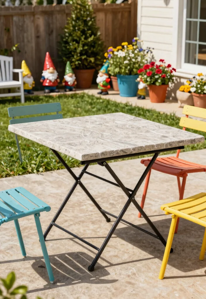 7 Heavy Duty Stone Top Patio Dining Table Options 6. Folding Stone Table for Easy Storage 0