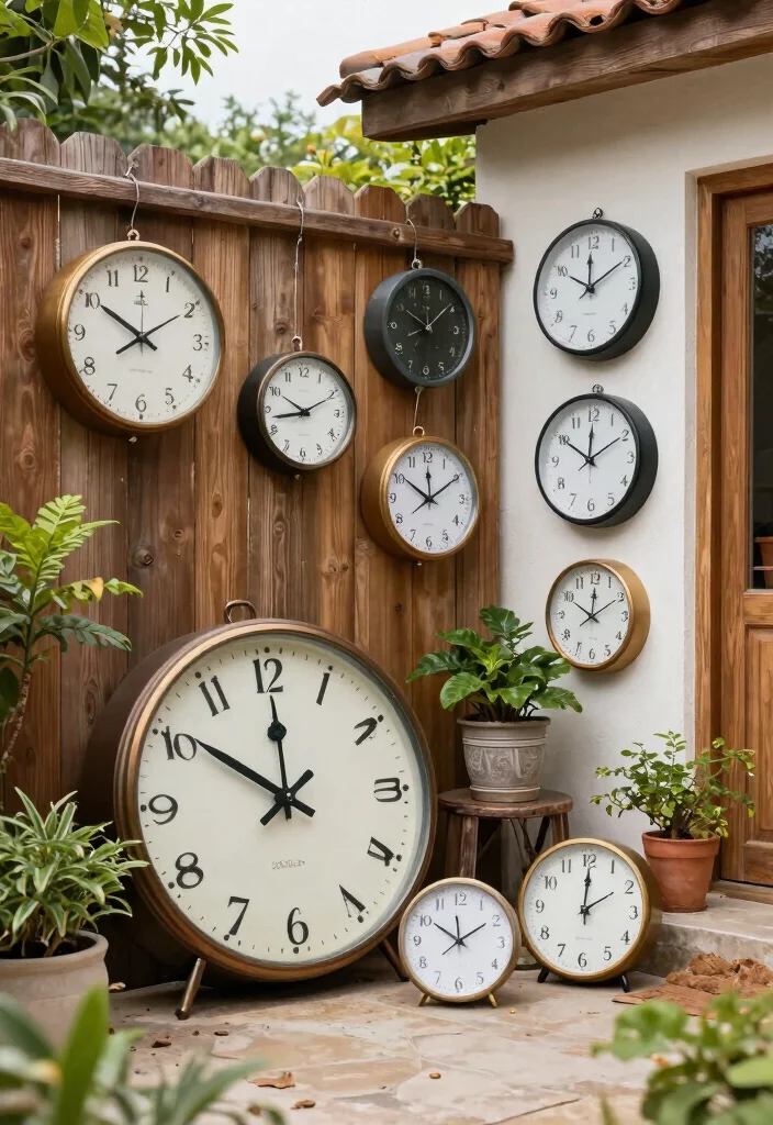7 Pro Outdoor Clock Decoration Tips for Patios 4. Mix and Match Clock Styles 0