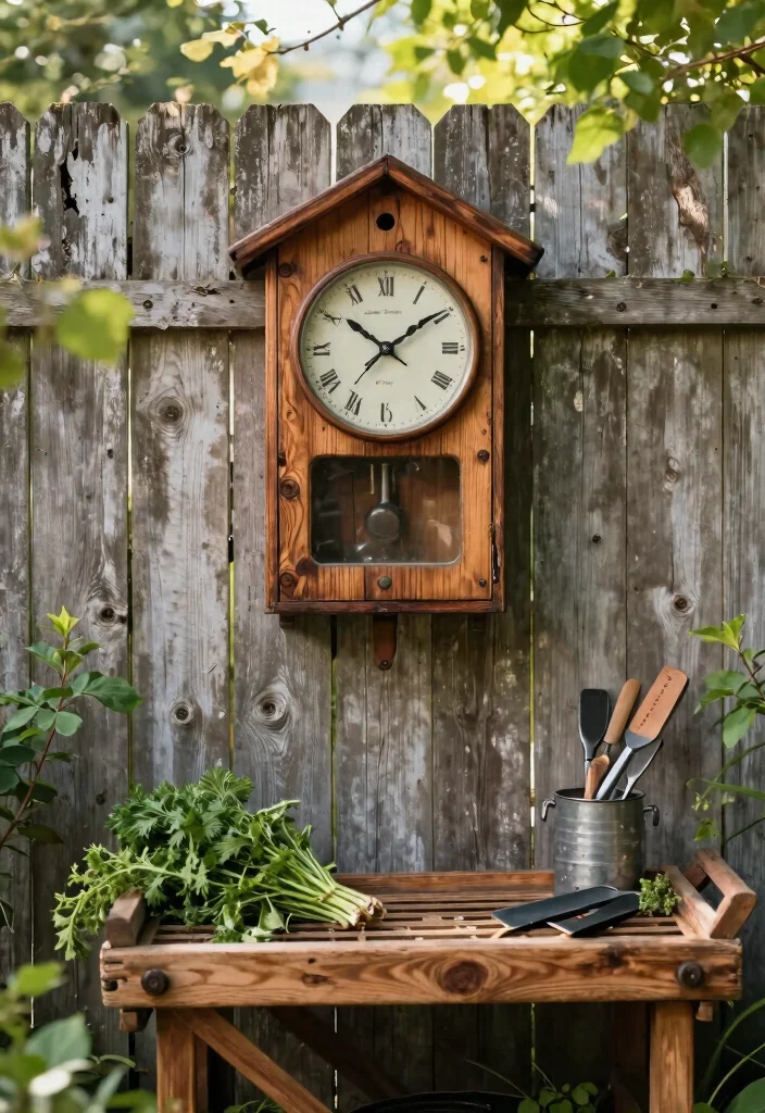 9 Beautiful Outdoor Wall Clock Ideas Vintage Vibe 1. Rustic Distressed Wooden Clock 0
