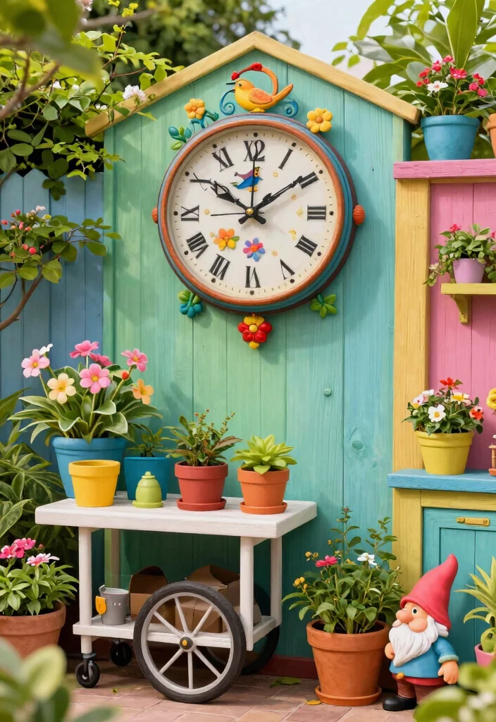 9 Beautiful Outdoor Wall Clock Ideas Vintage Vibe 6. Antique Whimsical Clock 0