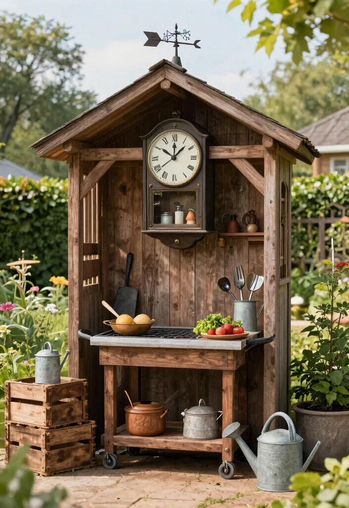 9 Beautiful Outdoor Wall Clock Ideas Vintage Vibe 8. Vintage Farm Clock with Weather Vane 0