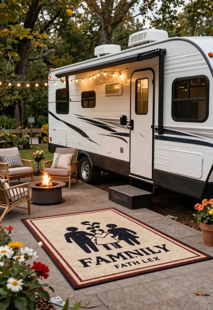 9 Best RV Patio Rug Ideas for Camper Adventures 9. Customized Monogrammed Rugs 0