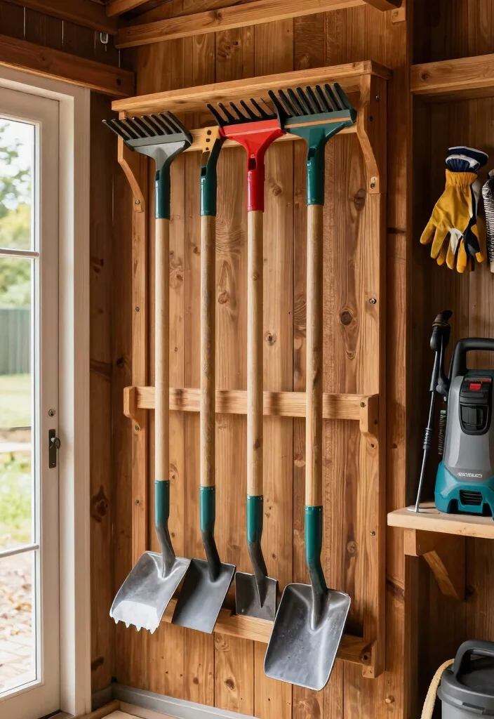 9 Clever Riding Mower Shed Ideas Protect Your Gear 1. Vertical Tool Organizer 0