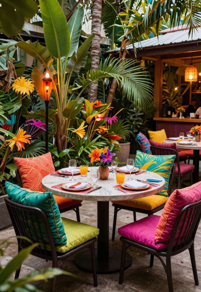 9 Covered Deck Concepts Pergola Roof Retractable Awning 7. Vibrant Tropical Oasis with Bright Colors 0