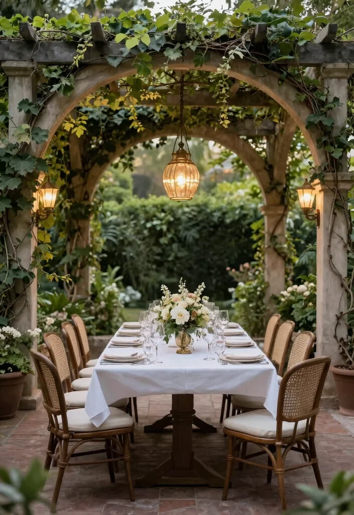 9 Covered Deck Concepts Pergola Roof Retractable Awning 9. Elegant Vineyard Style Dining with Arched Pergola 0