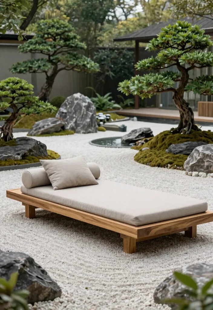 9 Dreamy Patio Daybed Ideas for Ultimate Relaxation 8 9 Dreamy Patio Daybed Ideas for Ultimate Relaxation 8. Zen Garden with Low Daybeds 0
