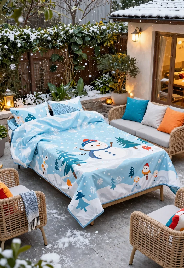 9 Heavy Duty Swim Spa Cover Ideas for Winter 3. Decorative Spa Cover with Winter Themed Patterns 0