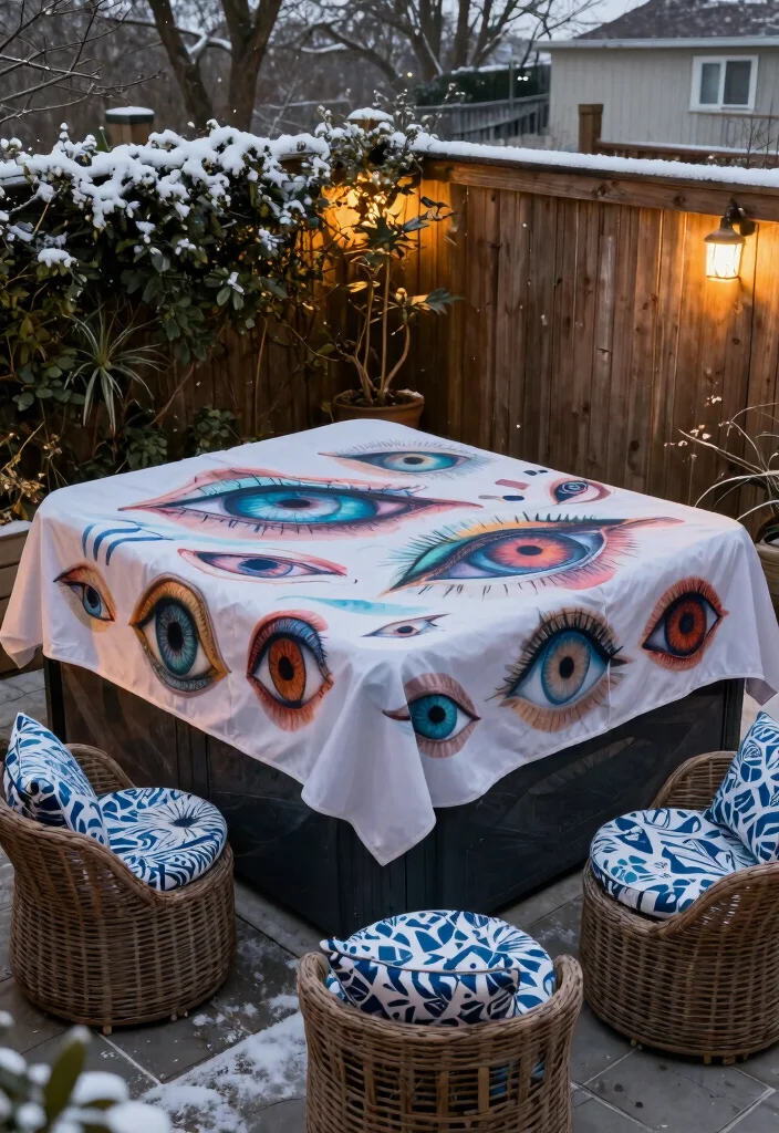 9 Heavy Duty Swim Spa Cover Ideas for Winter 5. Personalized Spa Covers with Unique Prints 0