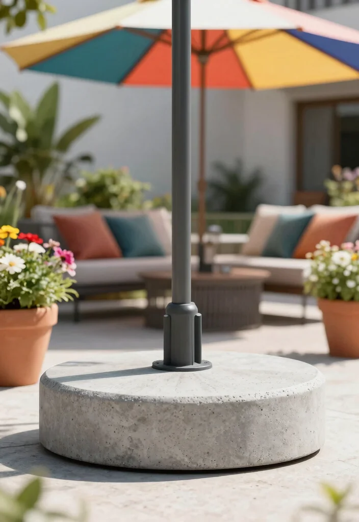9 Heavy Duty Umbrella Base Weight Ideas Windproof 1. Concrete Umbrella Base 0