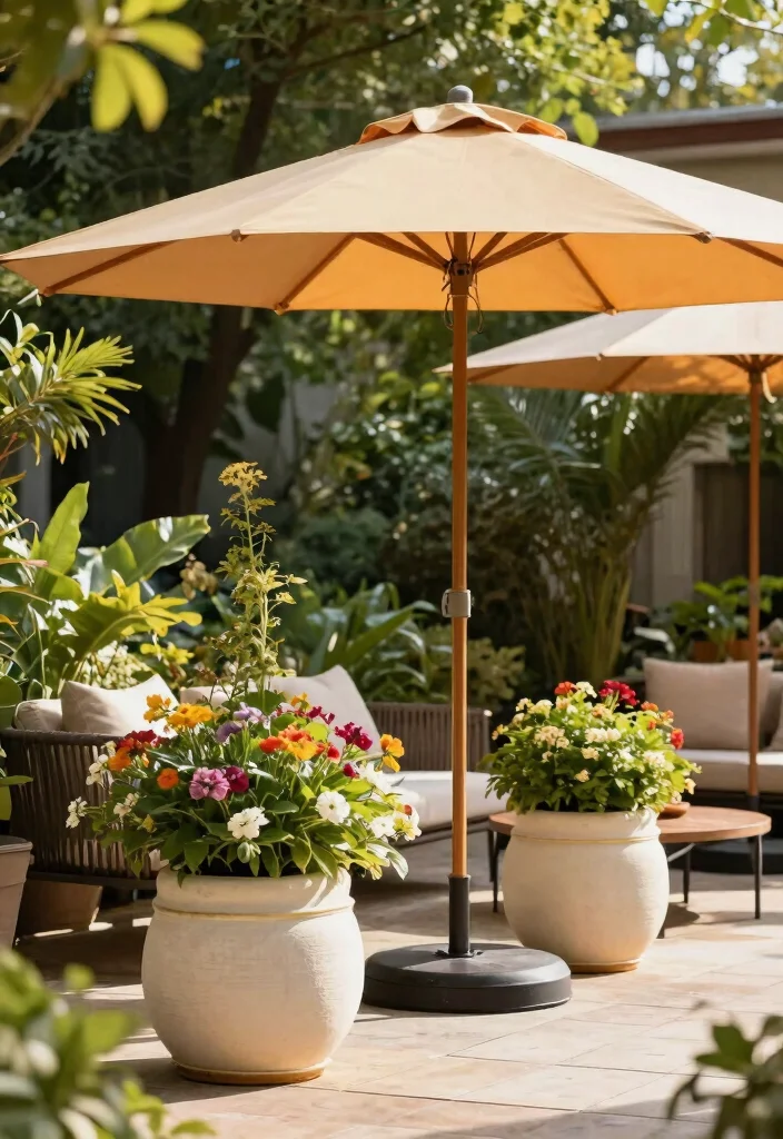 9 Heavy Duty Umbrella Base Weight Ideas Windproof 4. Decorative Planter Bases 0