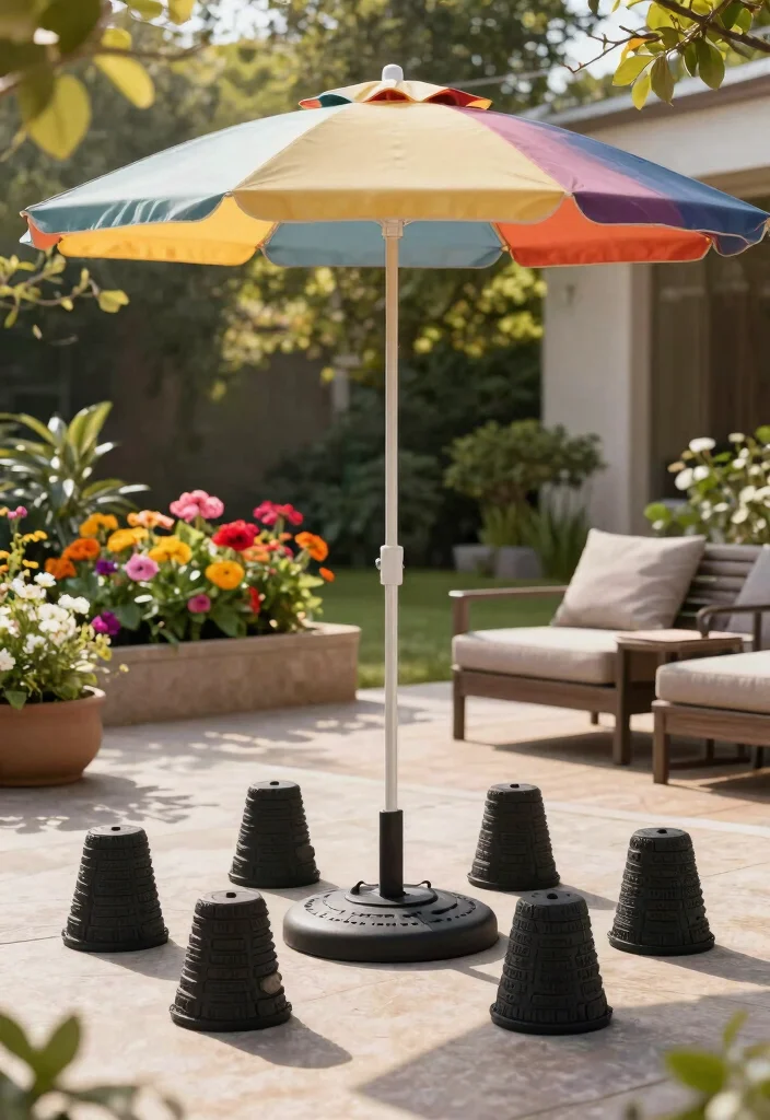 9 Heavy Duty Umbrella Base Weight Ideas Windproof 6. Recycled Rubber Weights 0