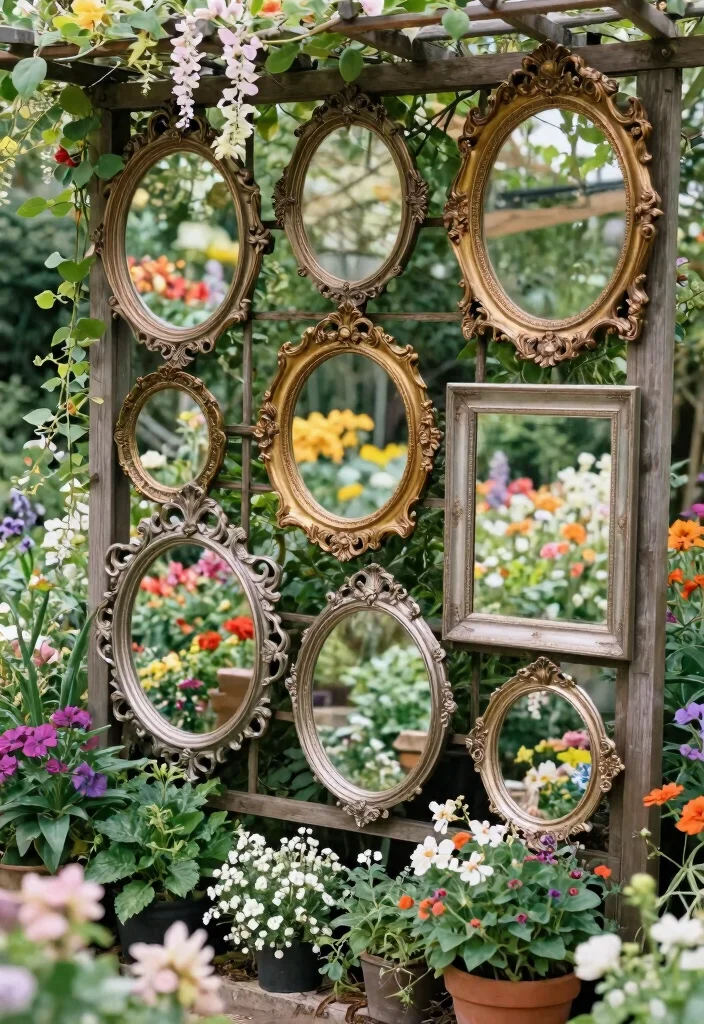 9 Magic Outdoor Mirror Ideas to Make Yards Look Bigger 2. Use Vintage Mirrors for a Classic Touch 0