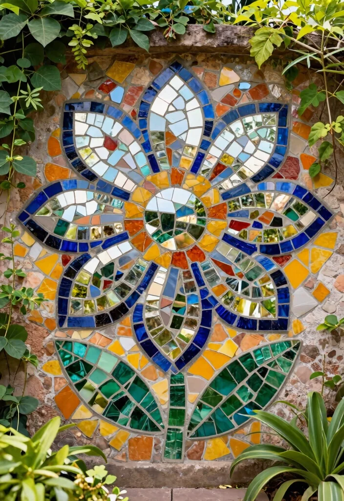 9 Magic Outdoor Mirror Ideas to Make Yards Look Bigger 4. Mosaic Mirror Garden Art 0