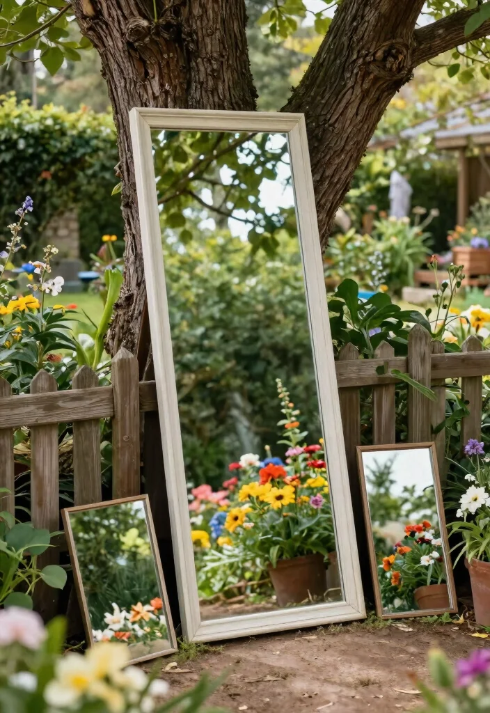 9 Magic Outdoor Mirror Ideas to Make Yards Look Bigger 5. Leaning Mirrors for Dynamic Angles 0