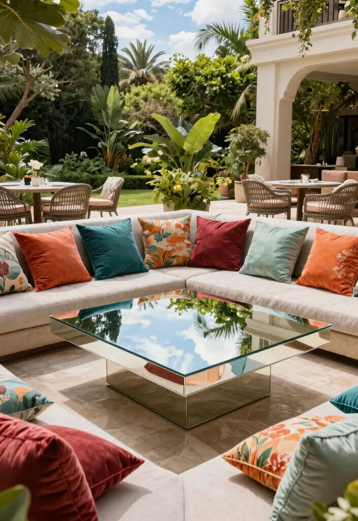 9 Magic Outdoor Mirror Ideas to Make Yards Look Bigger 7. Mirrored Furniture for Added Depth 0