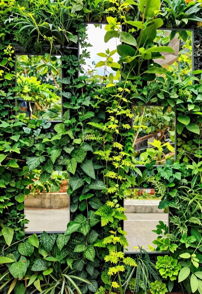 9 Magic Outdoor Mirror Ideas to Make Yards Look Bigger 8. Outdoor Mirrors in Vertical Gardens 0