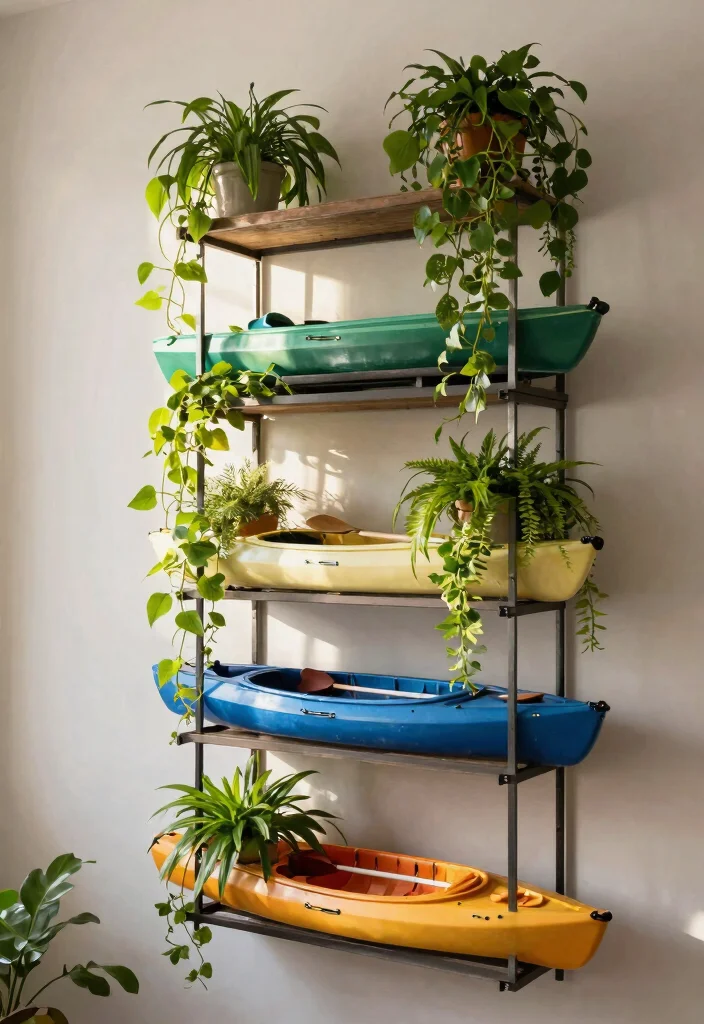 9 Minimalist String Shelving Setup Outdoor Inspiration for Kayak Enthusiasts 2. Vertical Planters with Kayak Elements 0