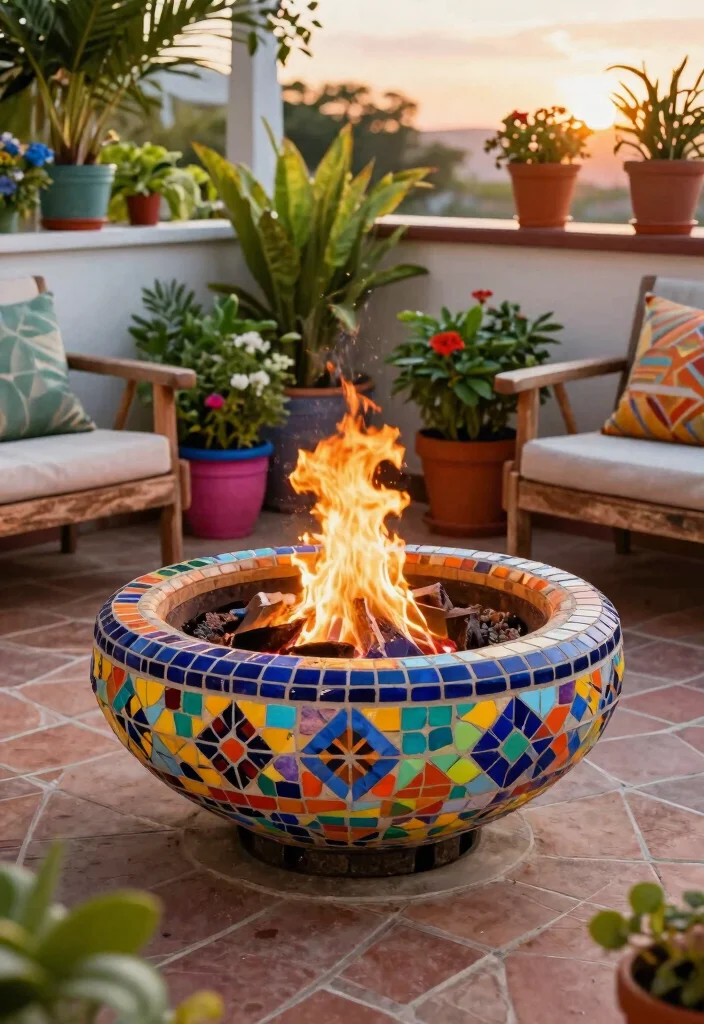 9 Safe DIY Gel Fire Bowl Ideas for Balconies 3. Colorful Mosaic Fire Bowl 0