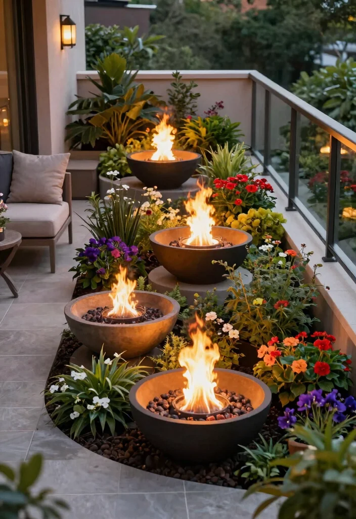 9 Safe DIY Gel Fire Bowl Ideas for Balconies 8. Multi tiered Fire Bowl Garden 0
