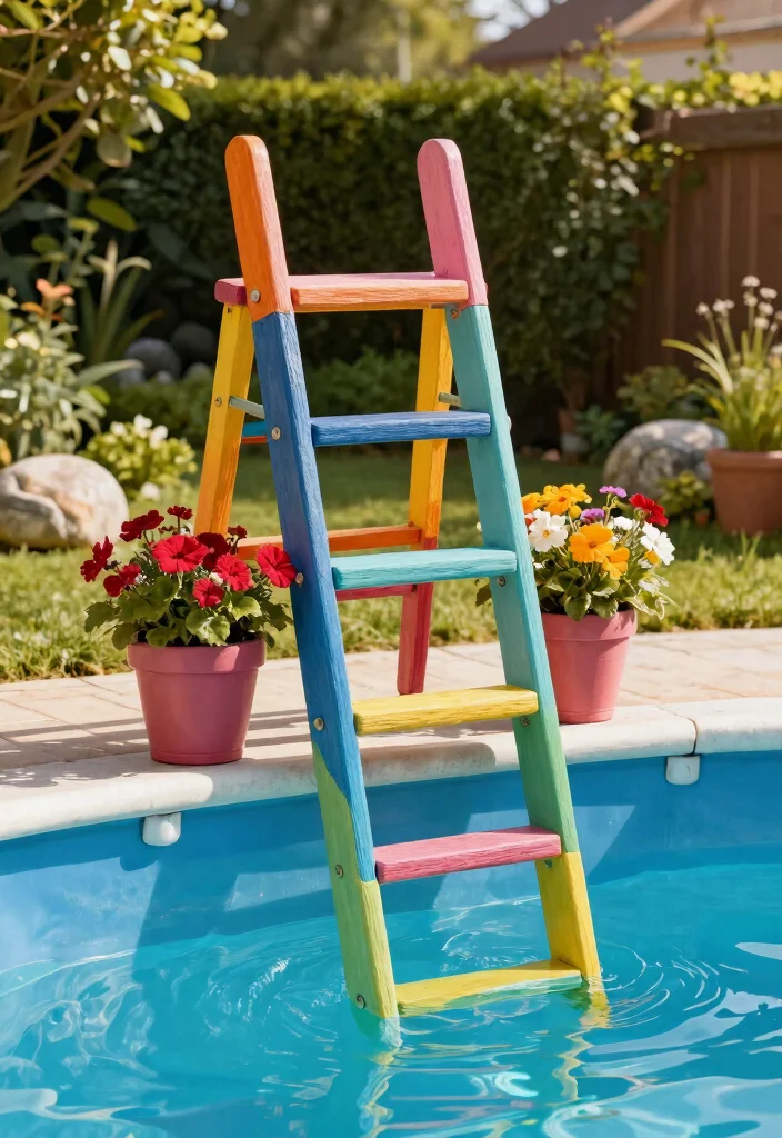 9 Sturdy Intex Pool Steps Ideas Easy Entry 2. DIY Pool Ladder with a Twist 0