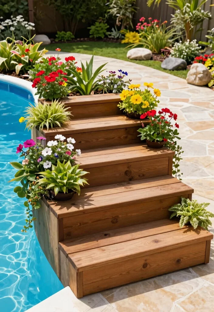9 Sturdy Intex Pool Steps Ideas Easy Entry 5. Poolside Planter Steps 0