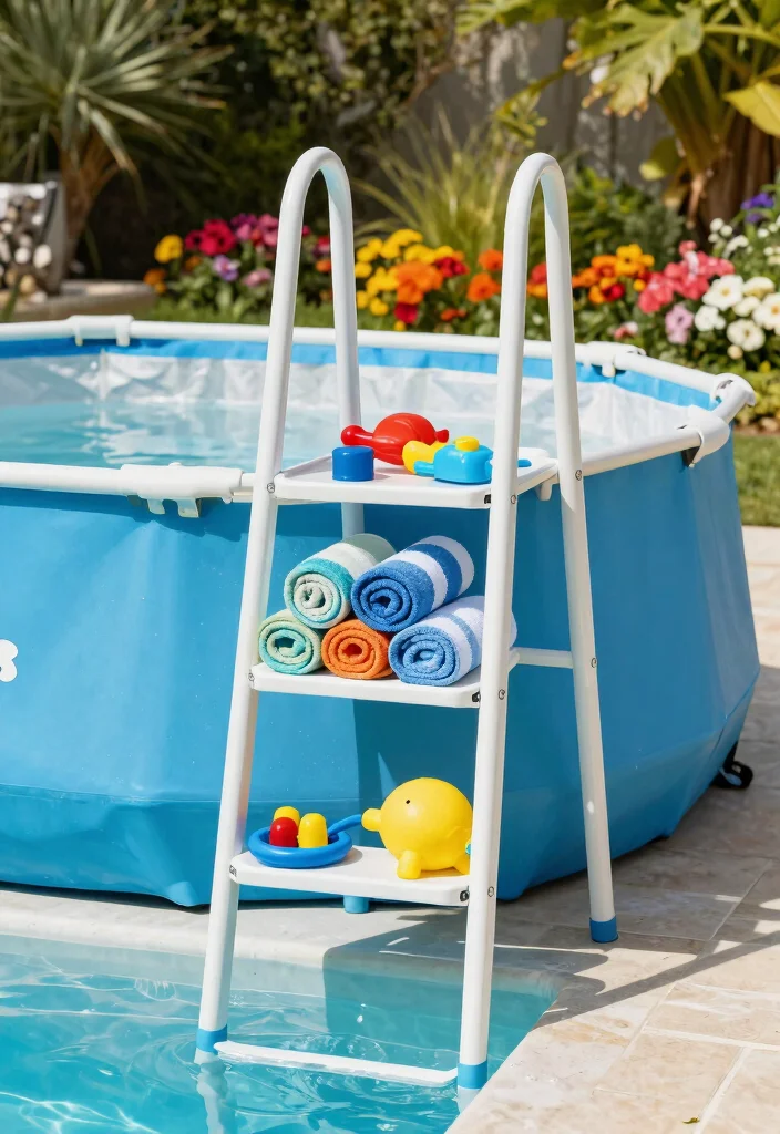 9 Sturdy Intex Pool Steps Ideas Easy Entry 7. Ladder with Built in Storage 0