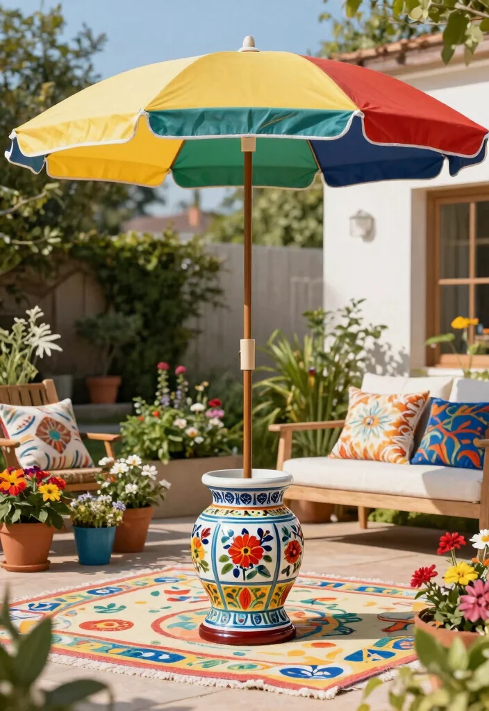 9 Stylish Umbrella Stand Decor Ideas 3. Colorful Ceramic Umbrella Stand 0